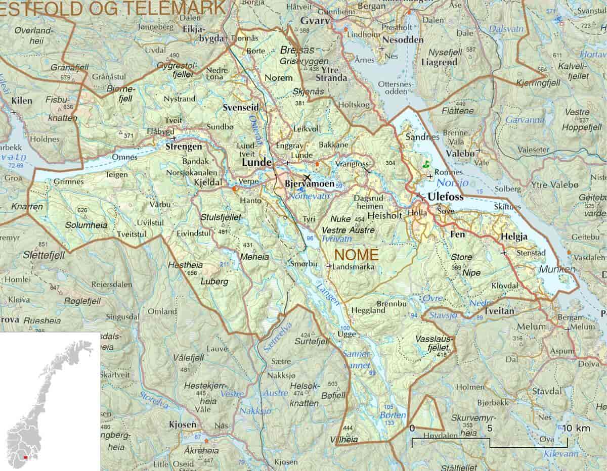 Kart over Nome kommune