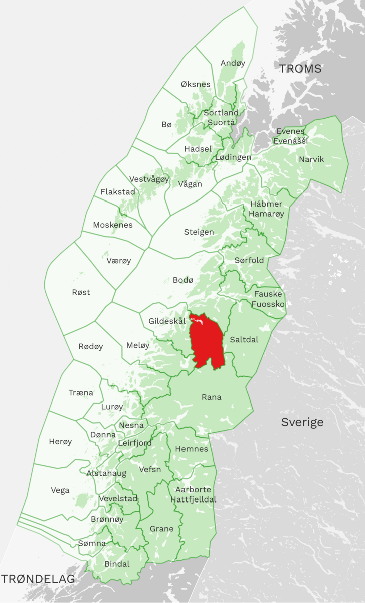 Kart: Beiarn kommune i Nordland