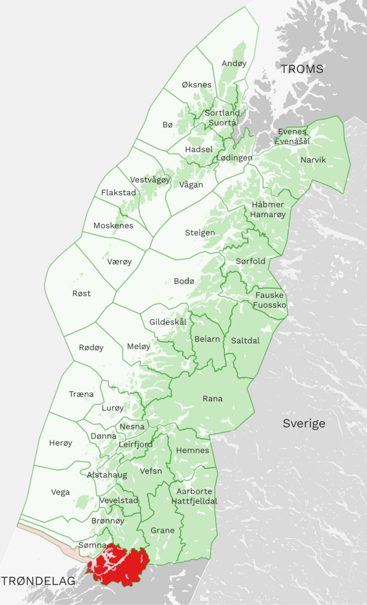 Kart: Bindal kommune i Nordland