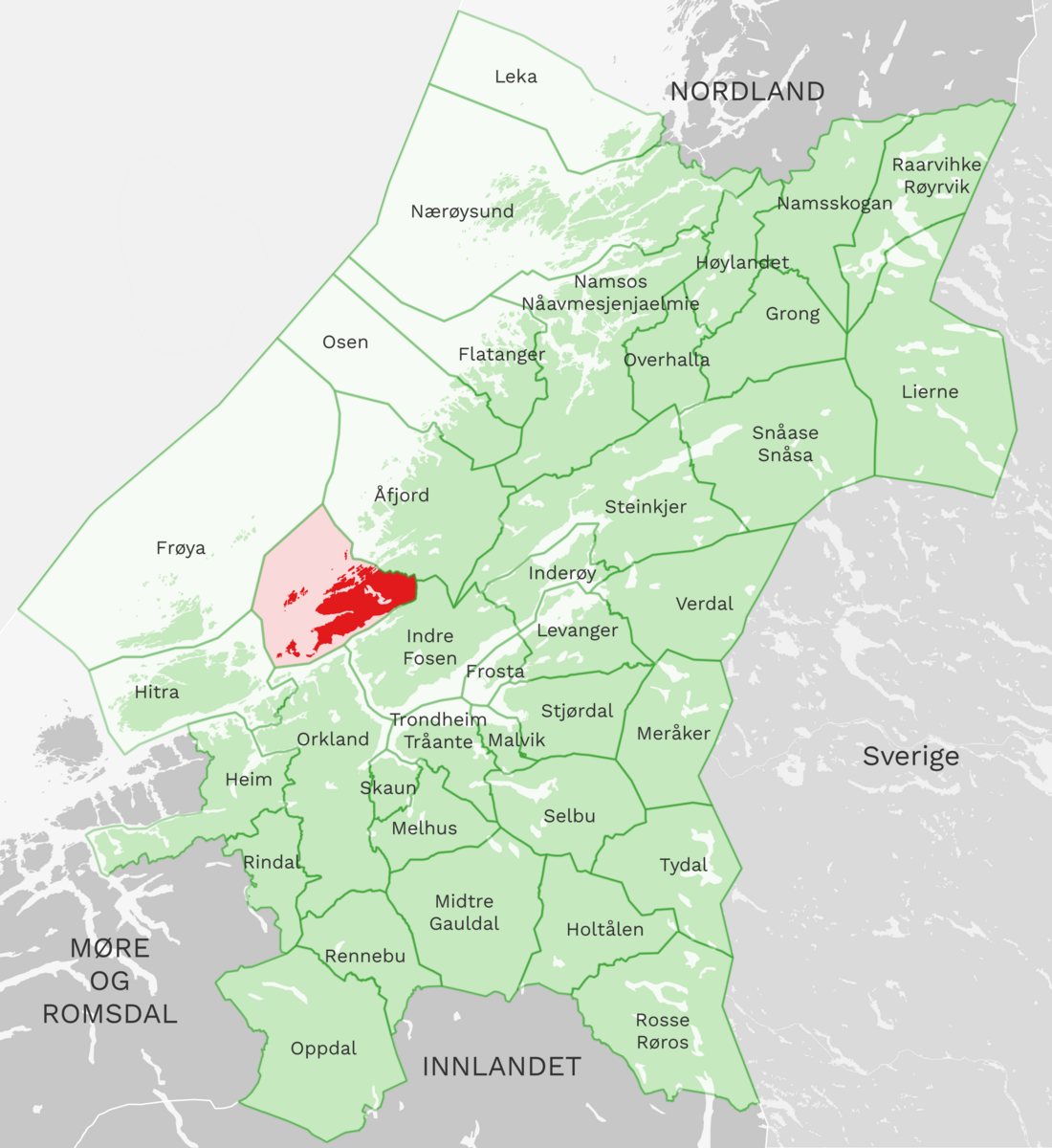Kart: Ørland kommune i Trøndelag