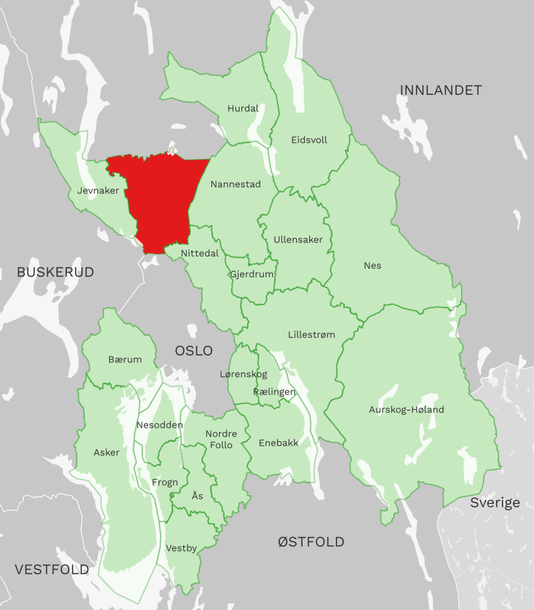 Kart: Lunner kommune i Akershus