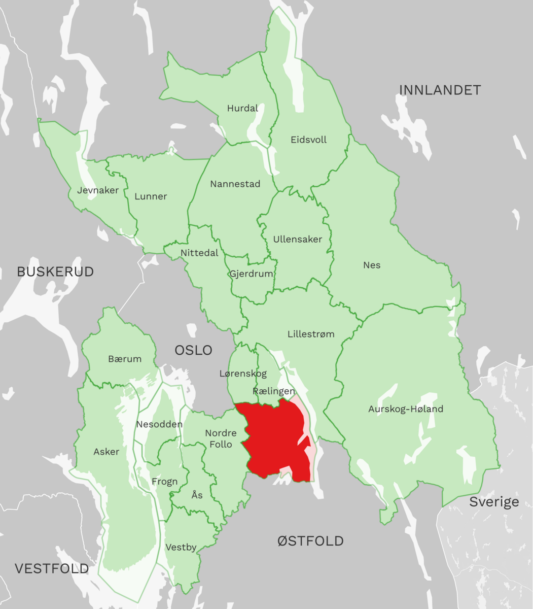 Kart: Enebakk kommune i Akershus