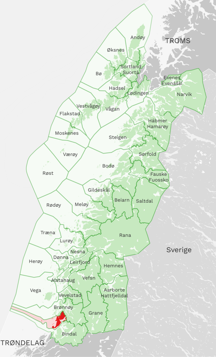 Kart: Sømna kommune i Nordland