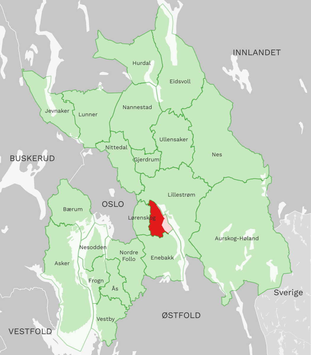 Kart: Rælingen kommune i Akershus
