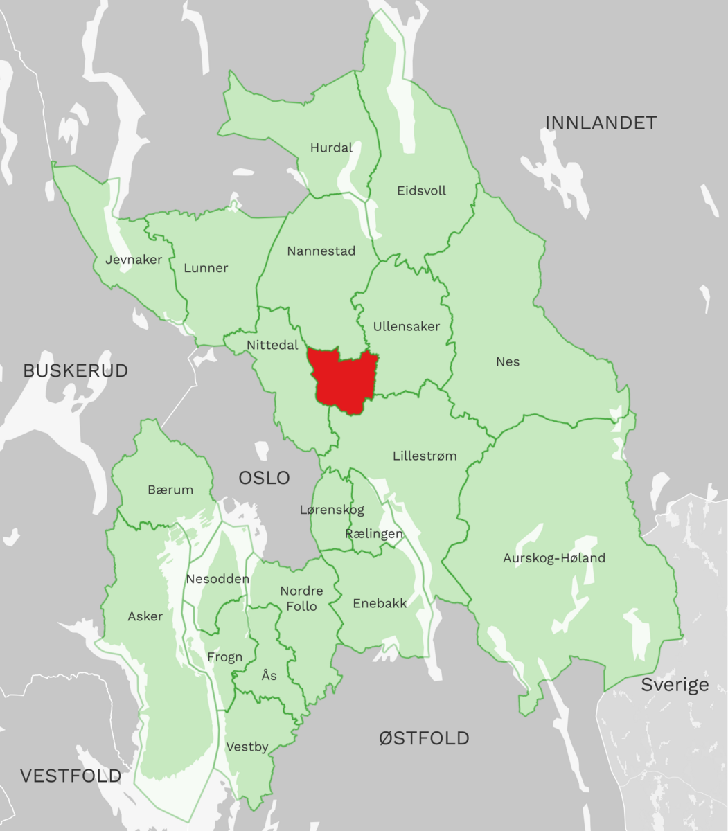 Kart: Gjerdrum kommune i Akershus