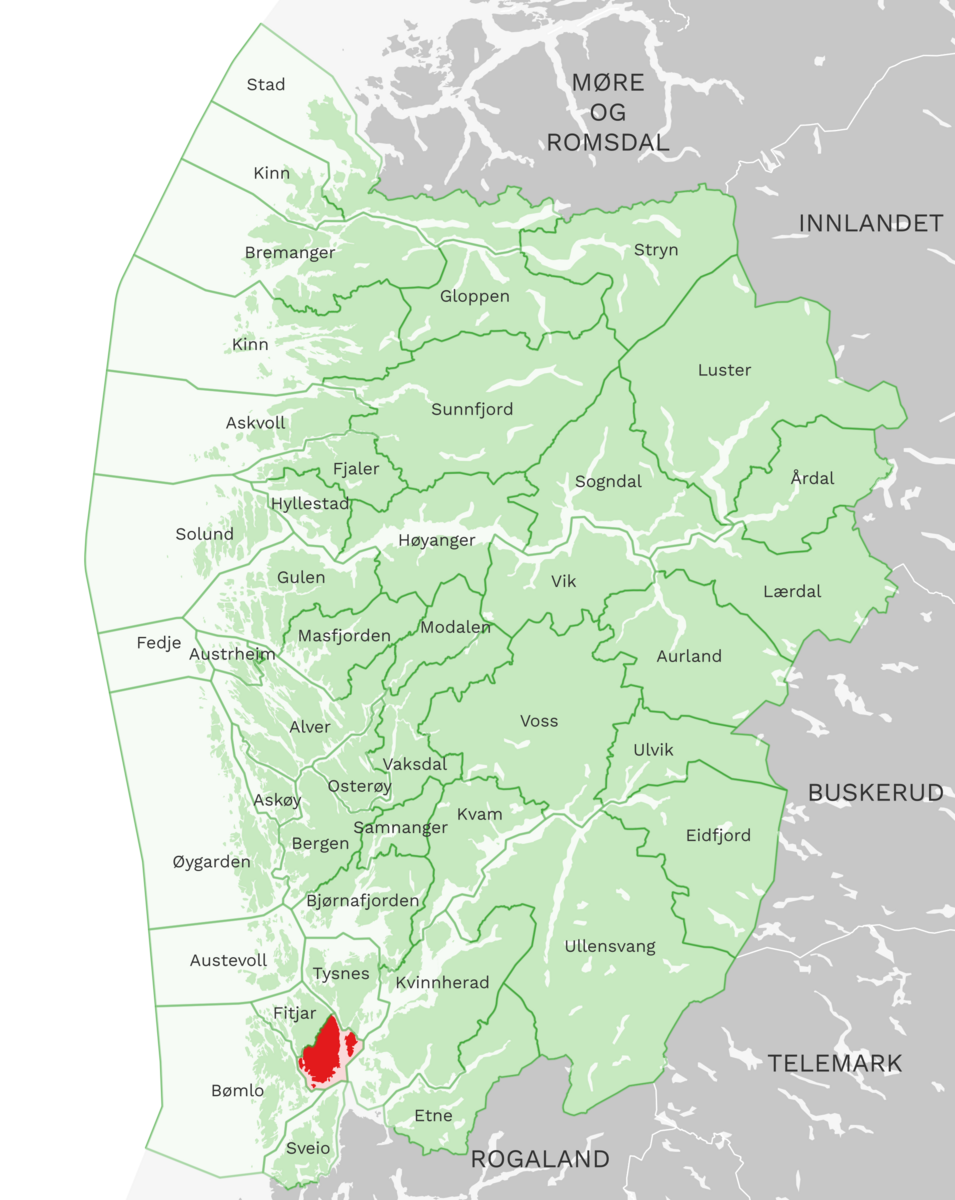 Kart: Stord kommune i Vestland