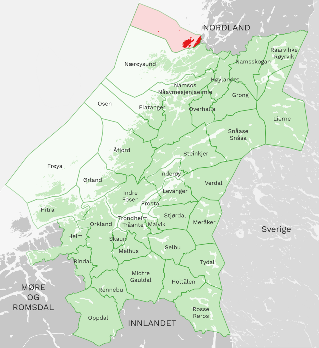 Kart: Leka kommune i Trøndelag