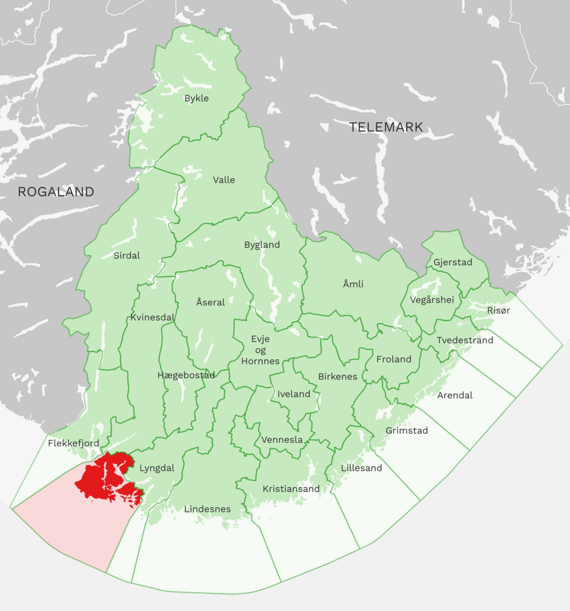 Kart: Farsund kommune i Agder