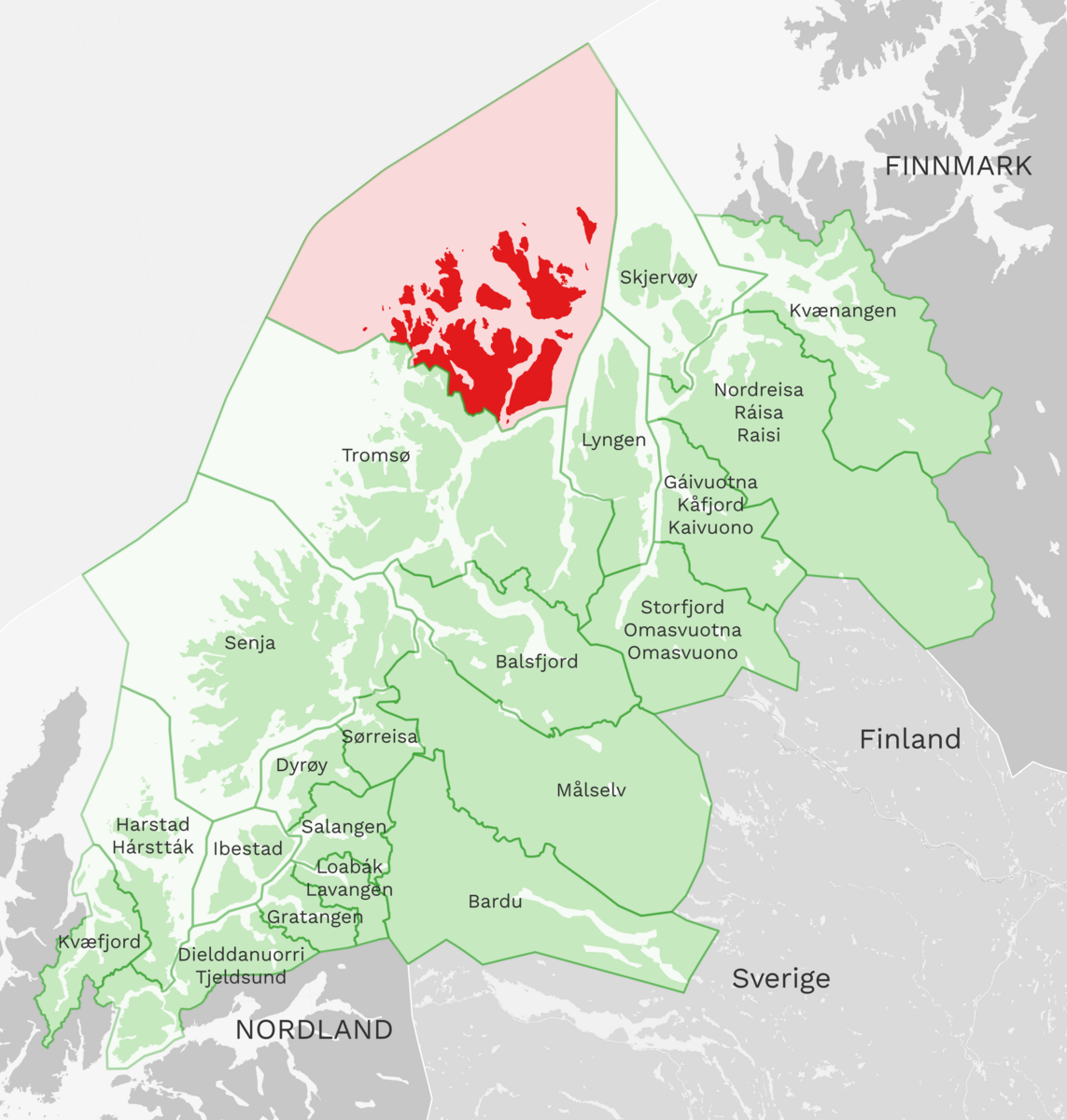 Kart: Karlsøy kommune i Troms