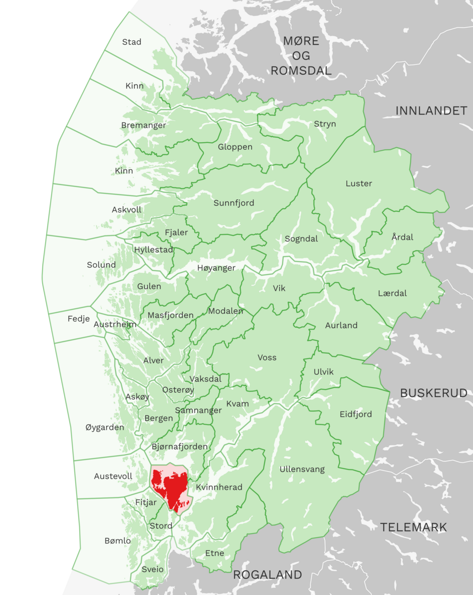 Kart: Tysnes kommune i Vestland