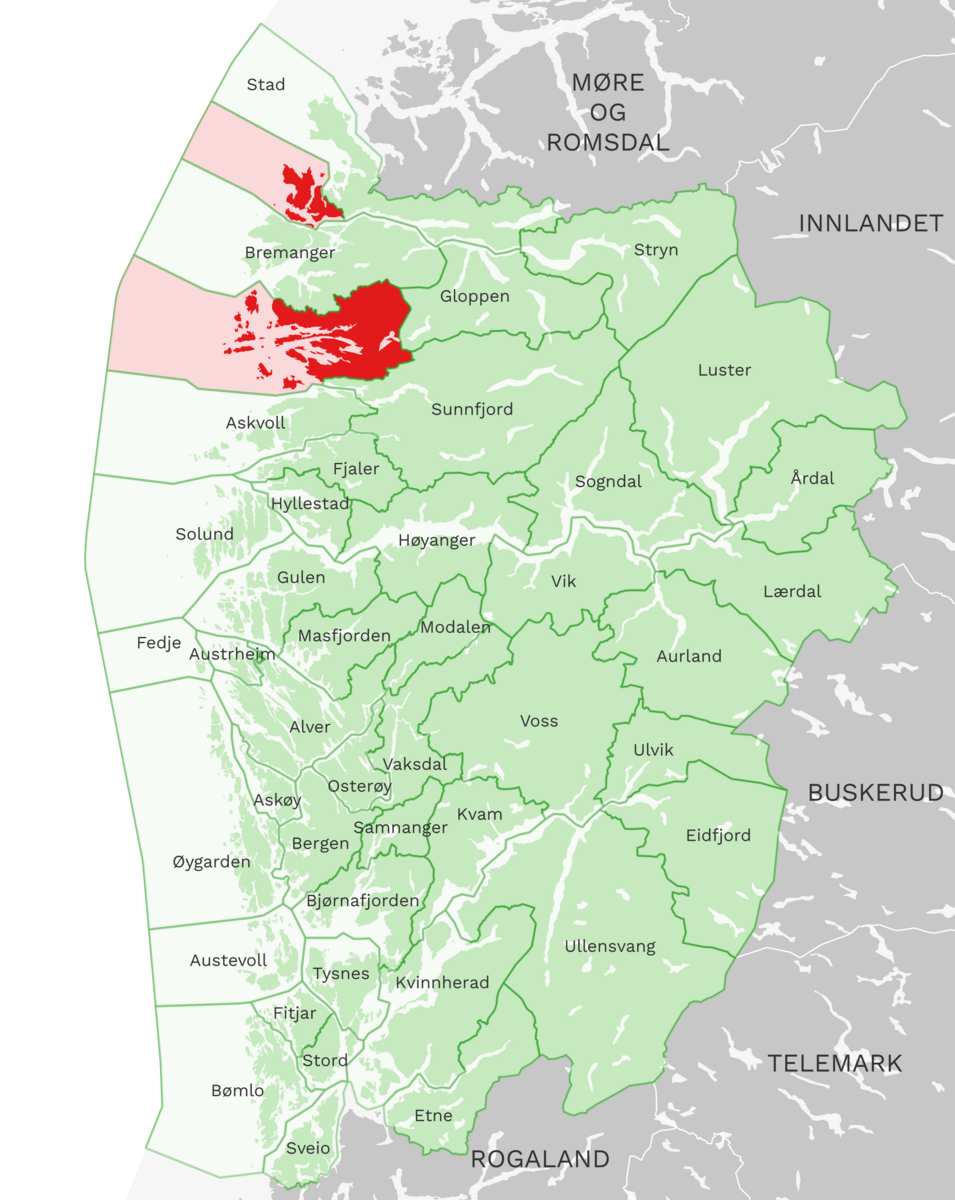 Kart: Kinn kommune i Vestland