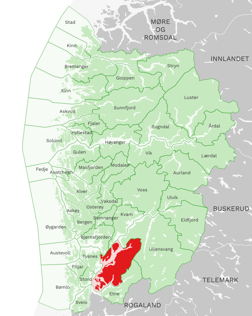 Kart: Kvinnherad kommune i Vestland