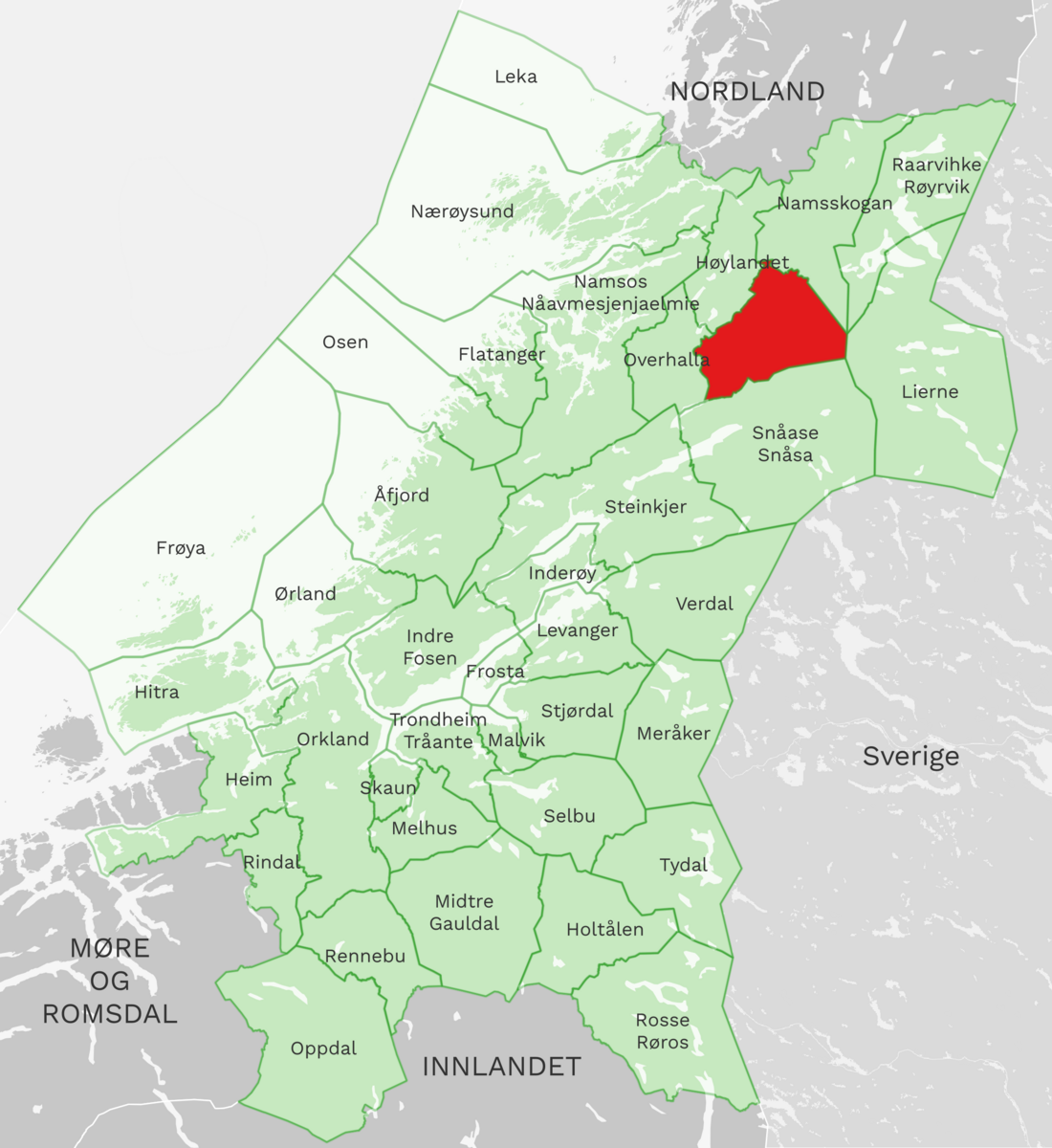 Kart: Grong kommune i Trøndelag