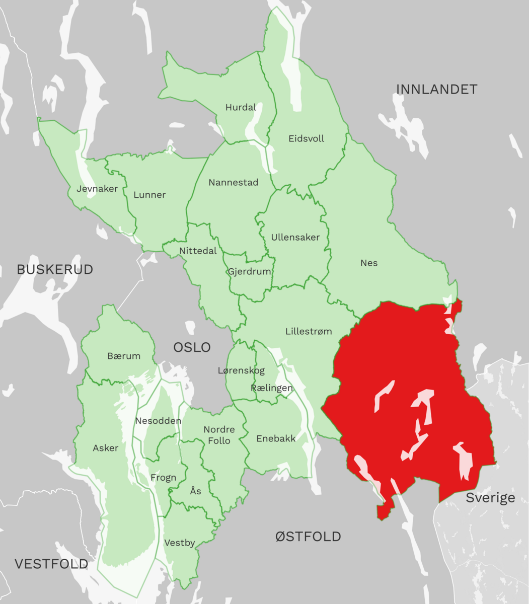Kart: Aurskog-Høland kommune i Akershus