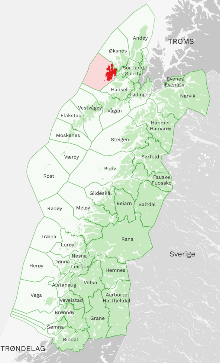 Kart: Bø kommune i Nordland