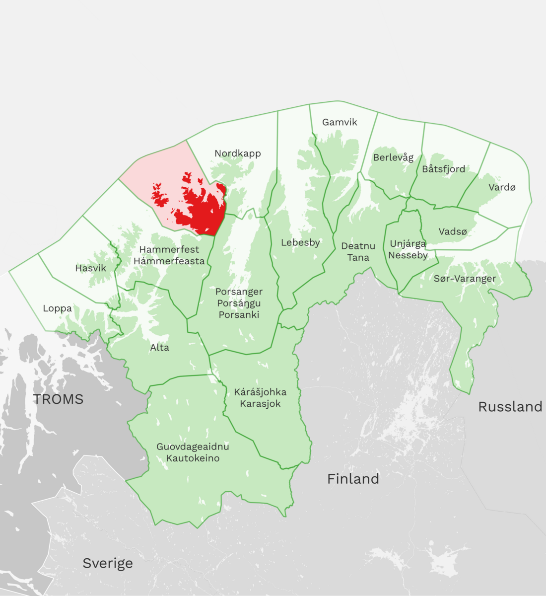 Kart: Måsøy kommune i Finnmark