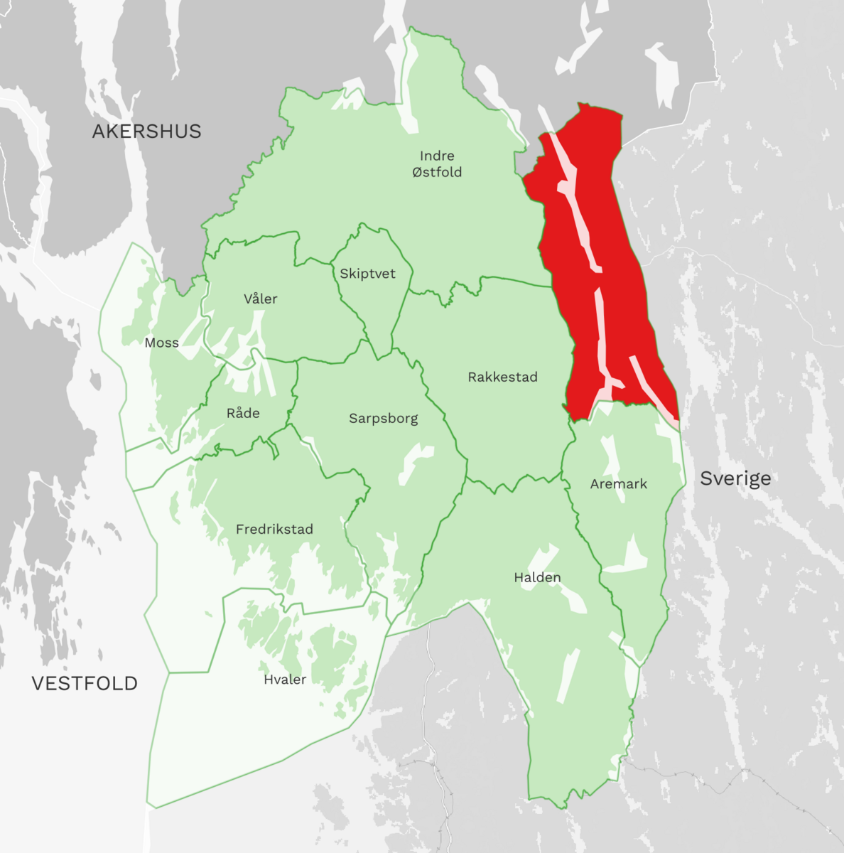 Kart: Marker kommune i Østfold