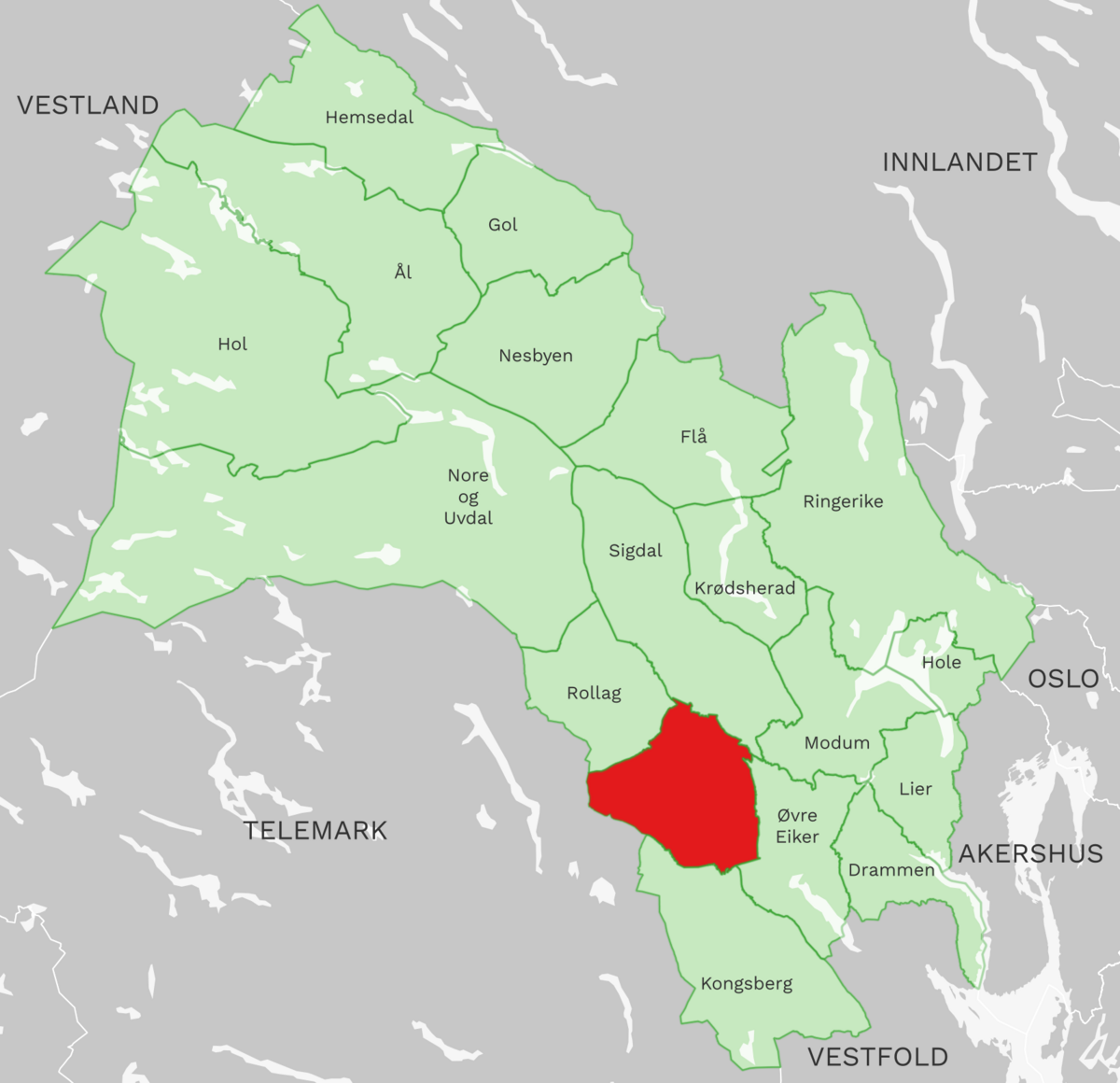 Kart: Flesberg kommune i Buskerud