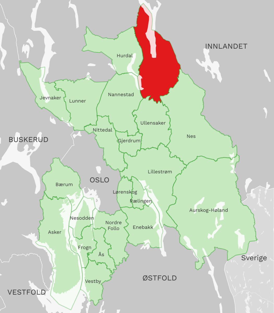 Kart: Eidsvoll kommune i Akershus
