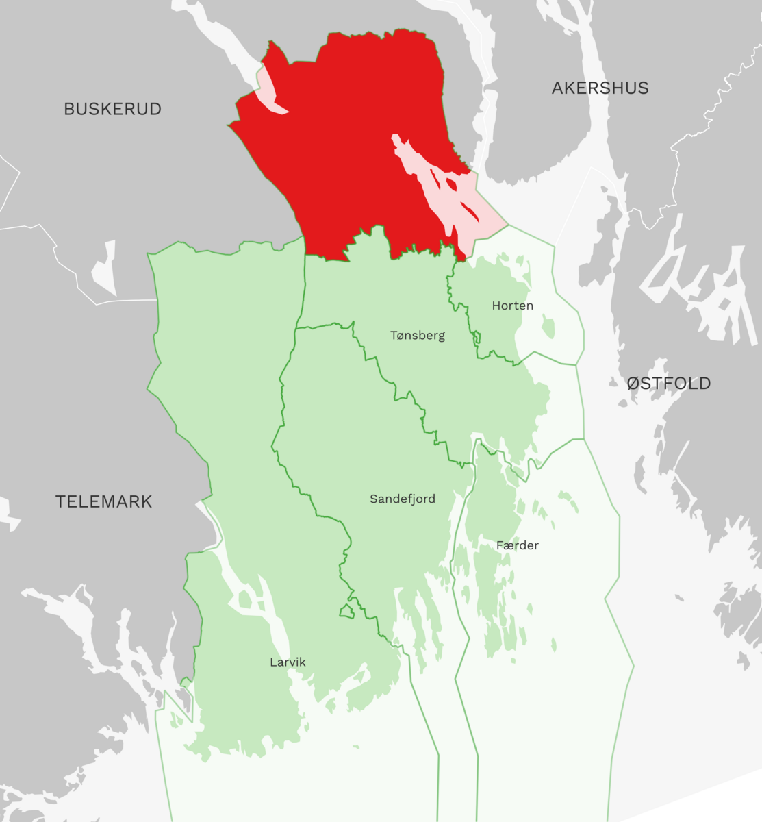 Kart: Holmestrand kommune i Vestfold
