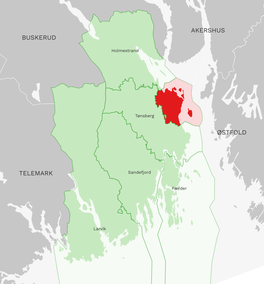Kart: Horten kommune i Vestfold