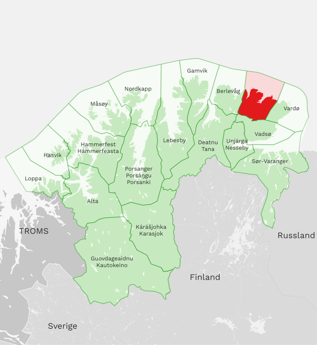 Kart: Båtsfjord kommune i Finnmark