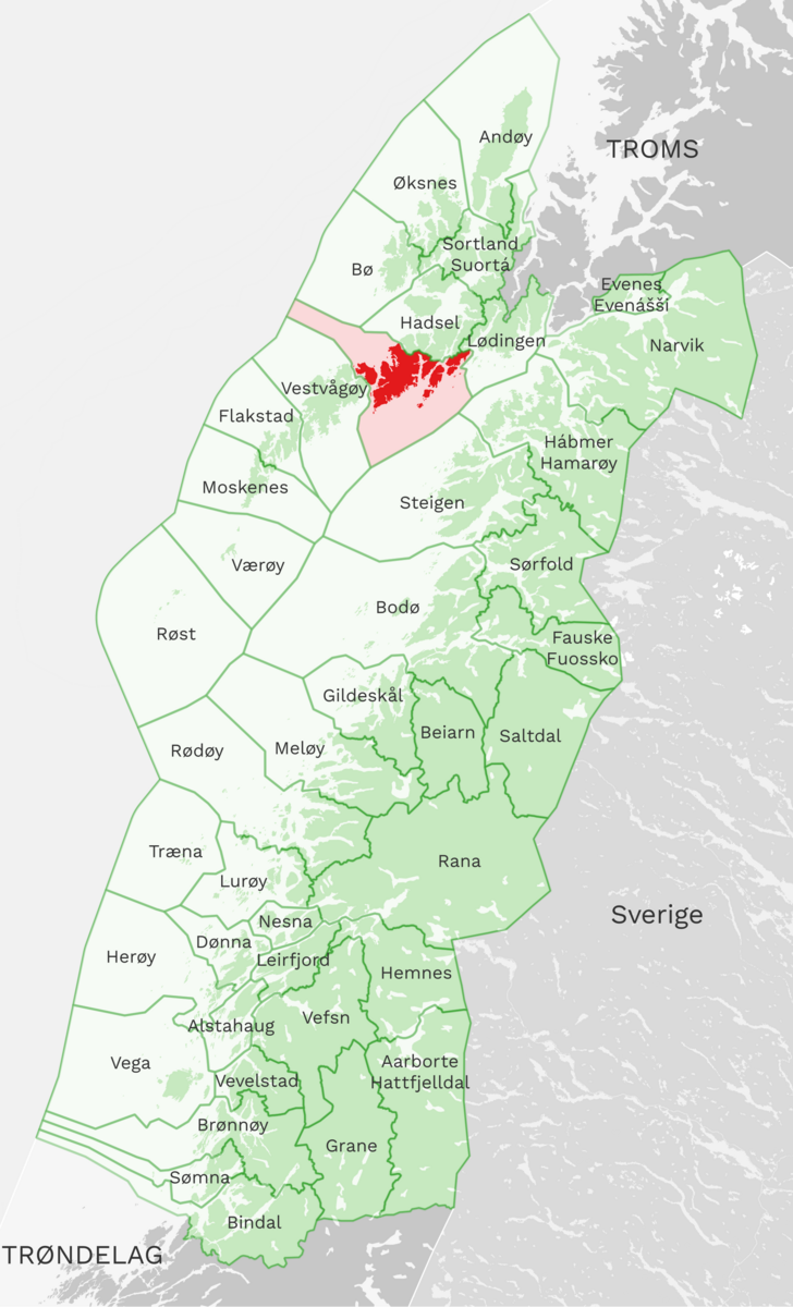 Kart: Vågan kommune i Nordland