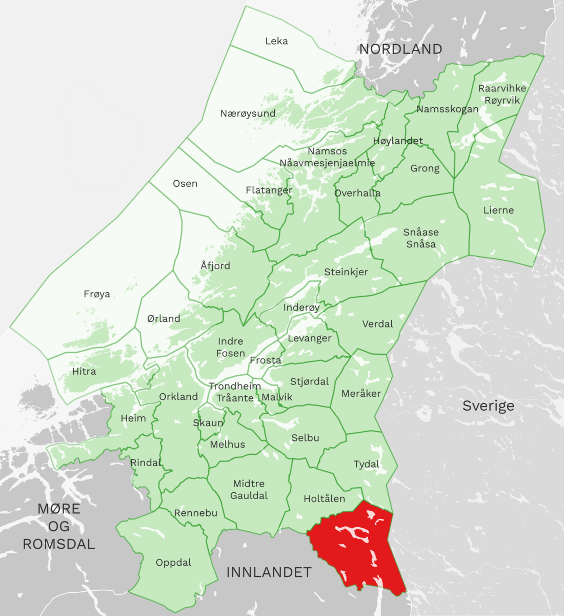 Kart: Røros kommune i Trøndelag