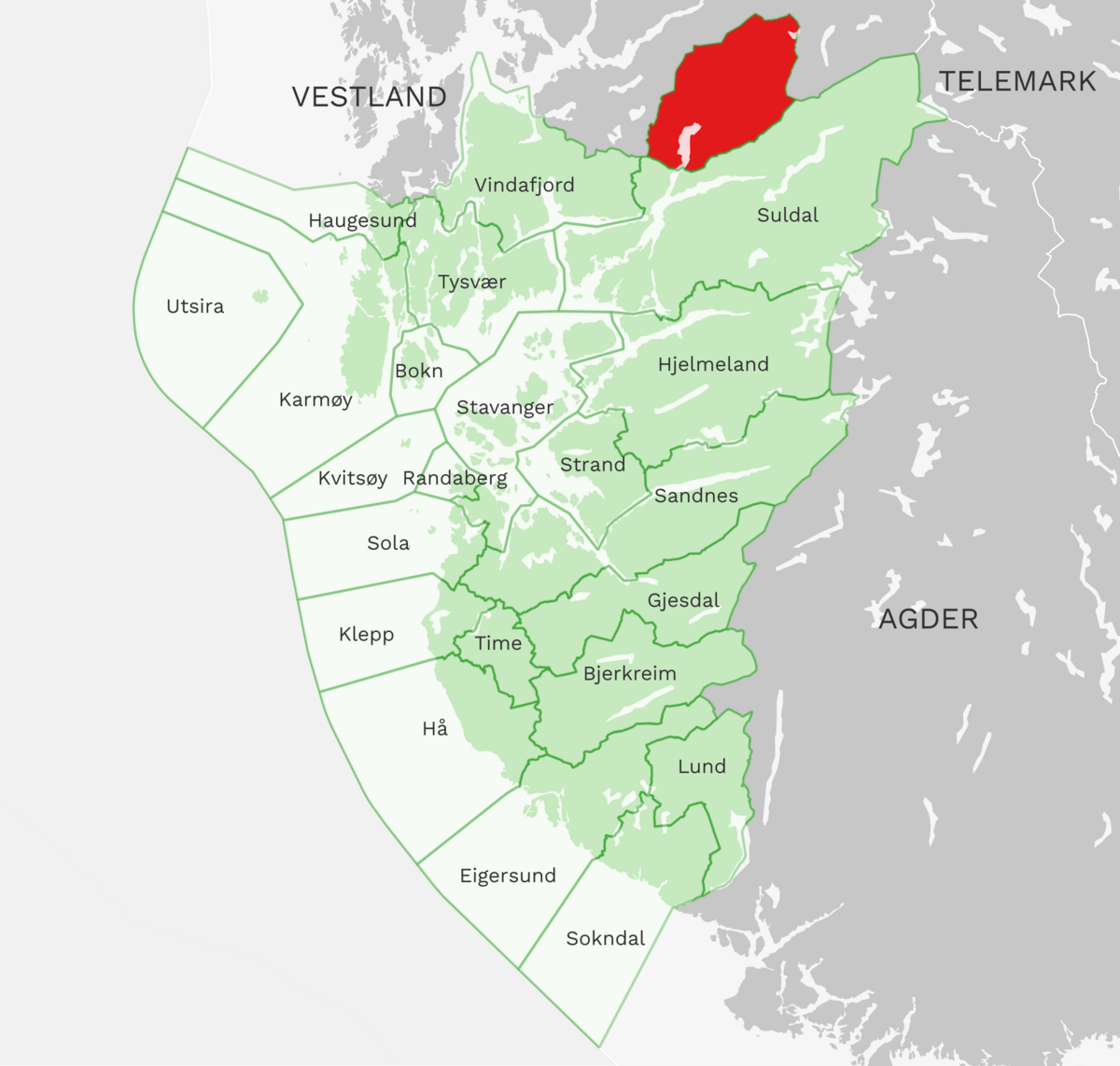 Kart: Sauda kommune i Rogaland