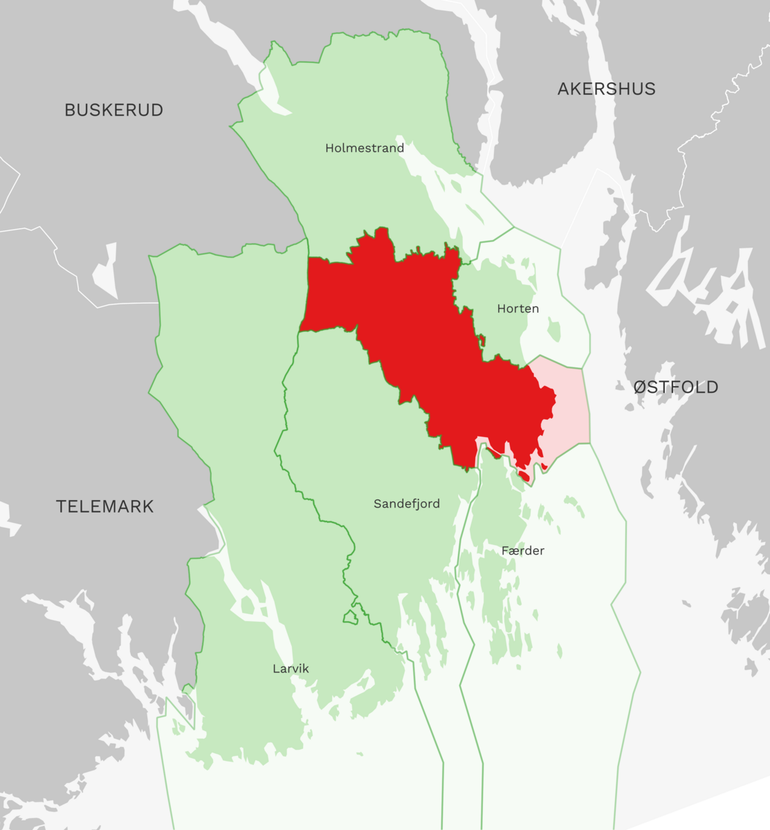 Kart: Tønsberg kommune i Vestfold