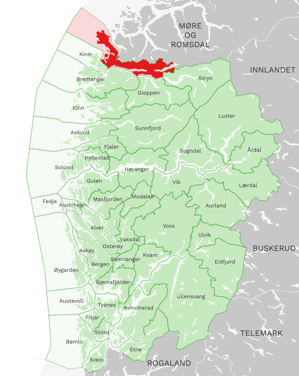 Kart: Stad kommune i Vestland