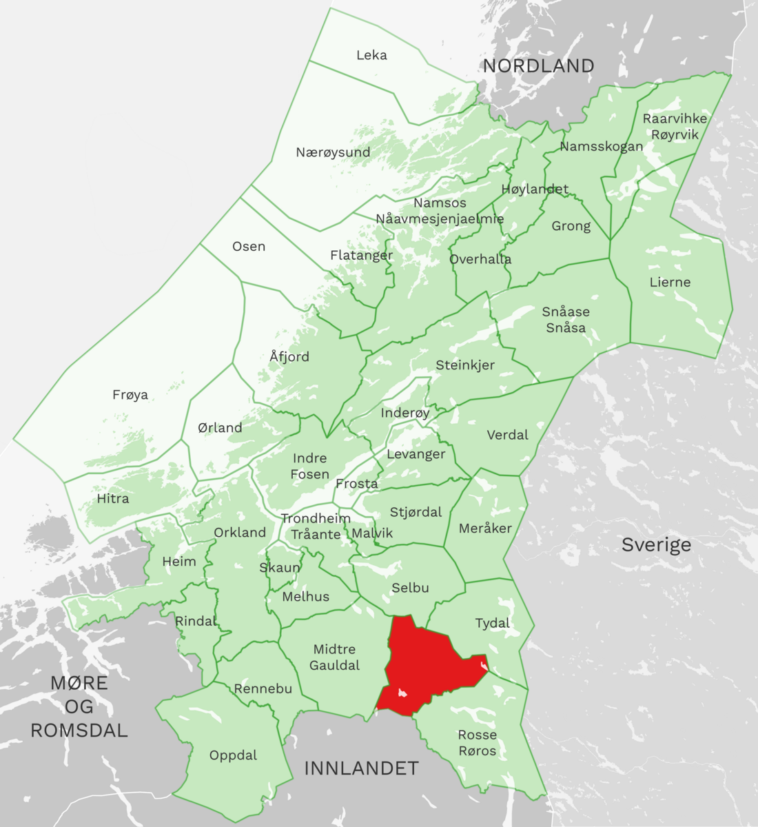 Kart: Holtålen kommune i Trøndelag