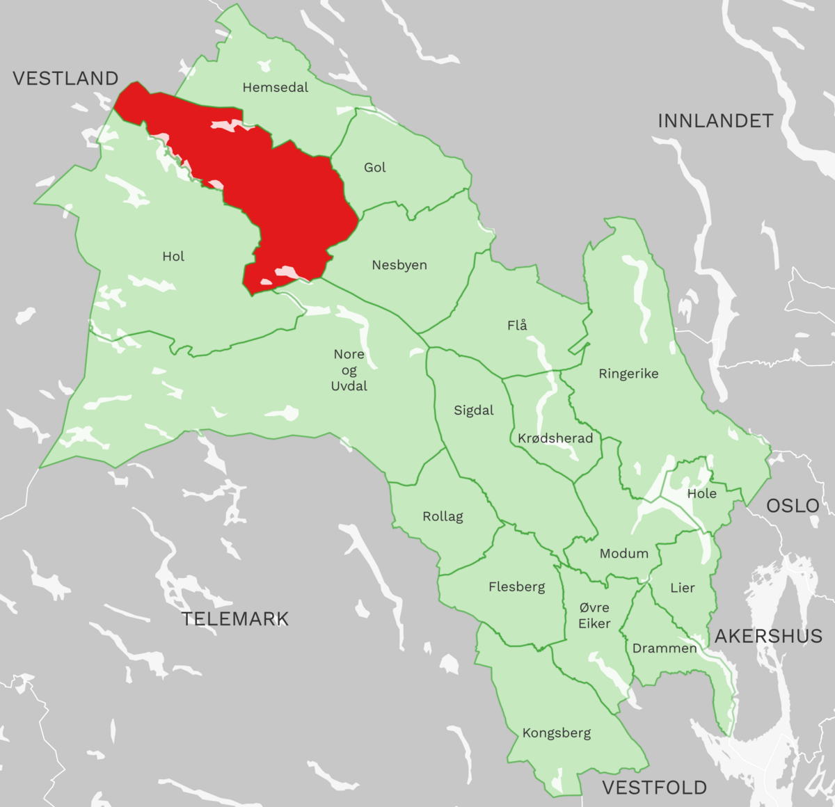 Kart: Ål kommune i Buskerud