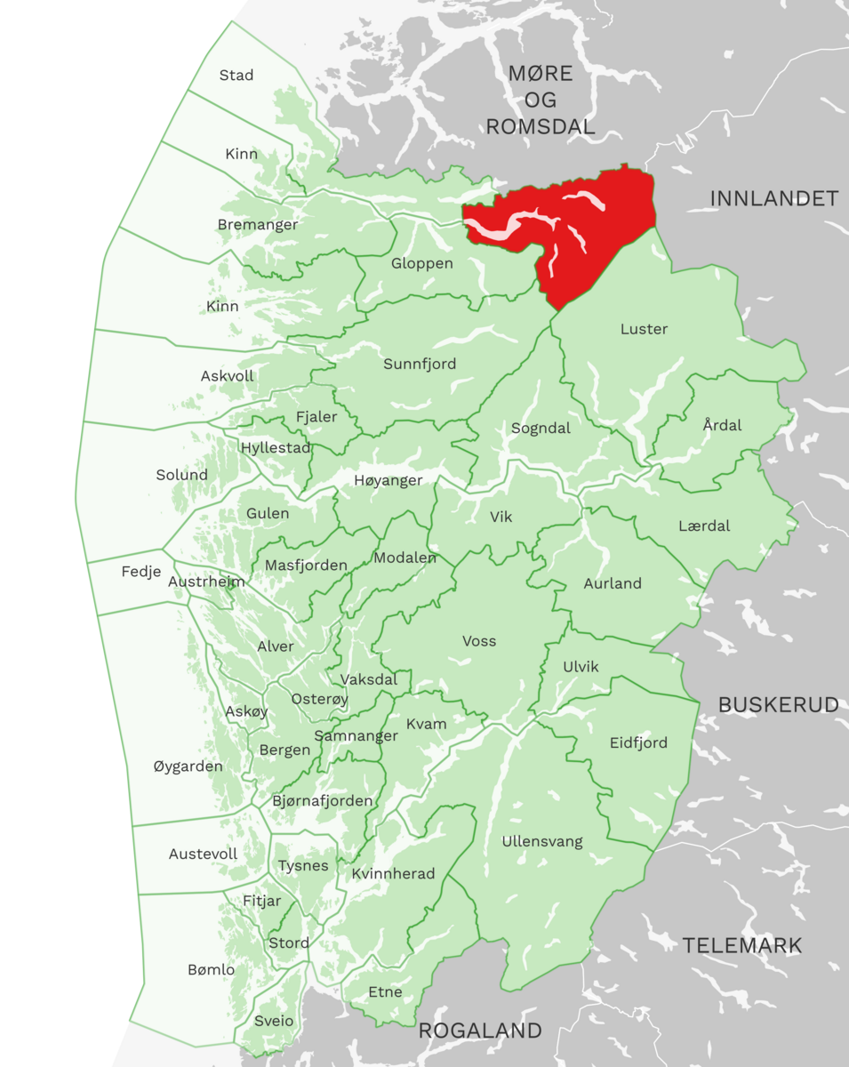 Kart: Stryn kommune i Vestland
