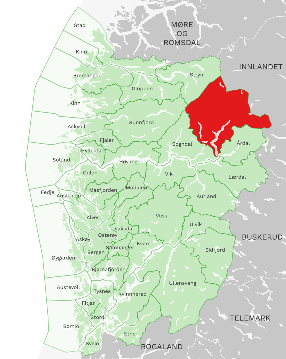 Kart: Luster kommune i Vestland