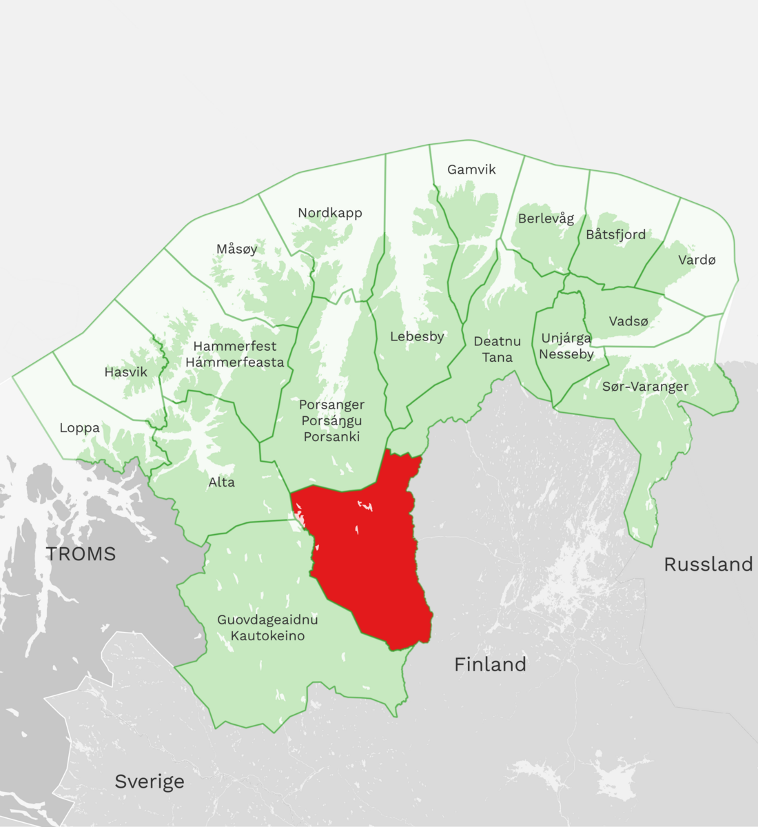 Kart: Karasjok kommune i Finnmark