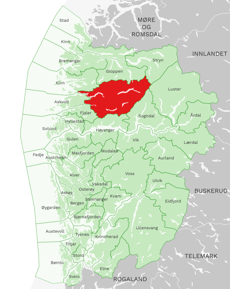 Kart: Sunnfjord kommune i Vestland