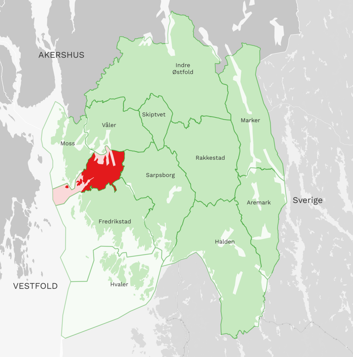 Kart: Råde kommune i Østfold