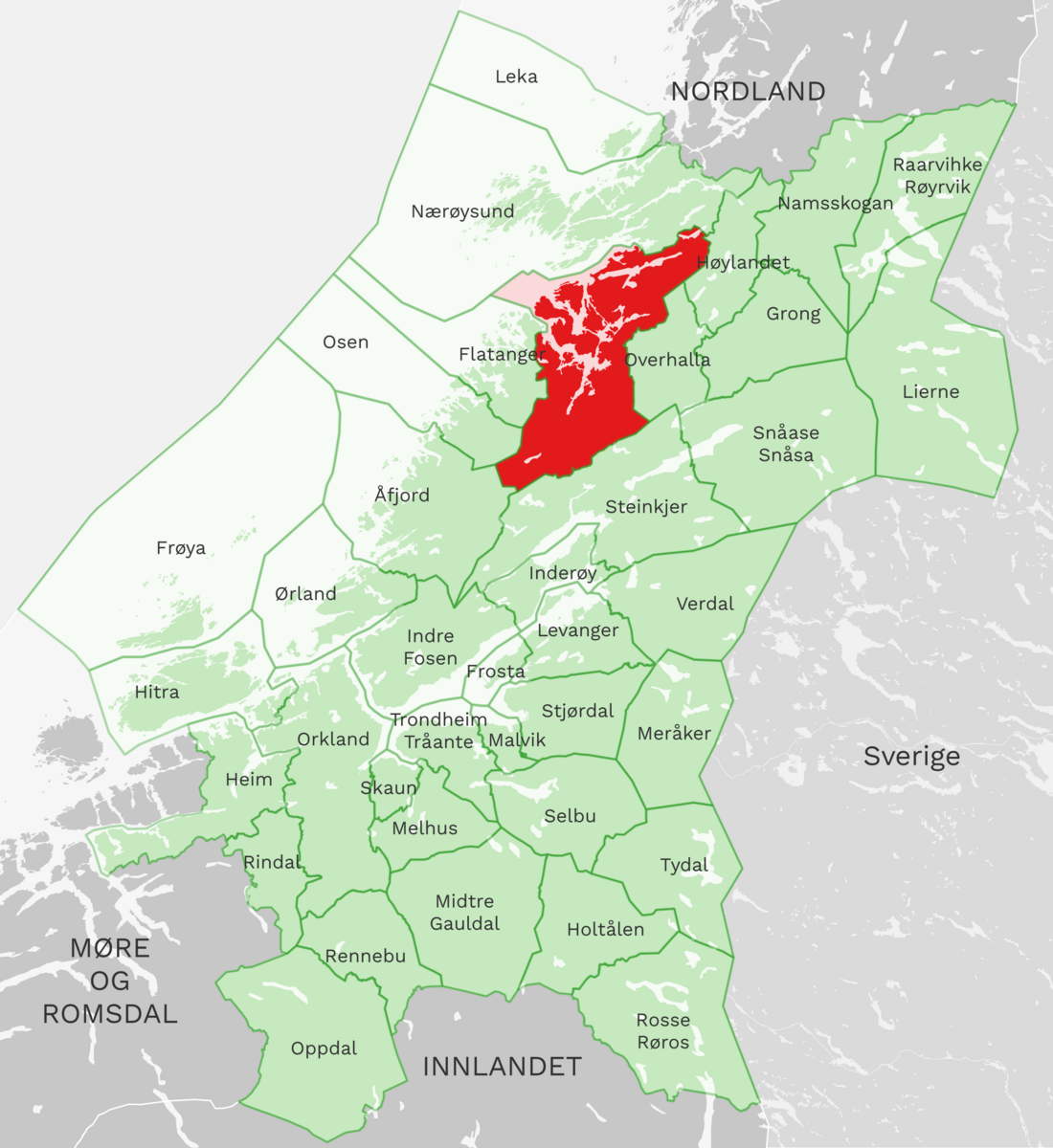 Kart: Namsos kommune i Trøndelag