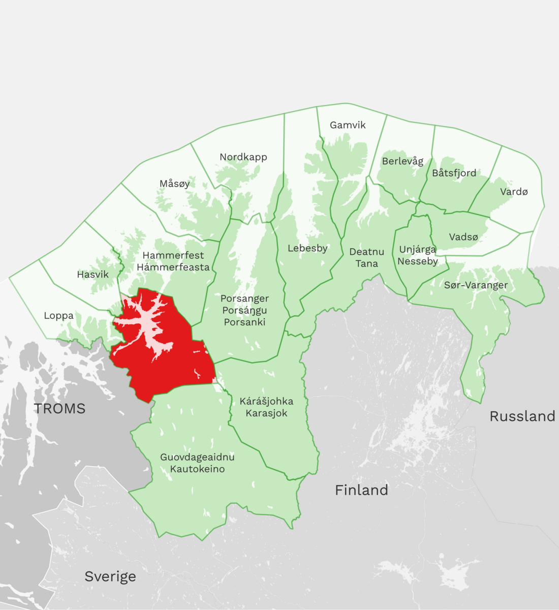 Kart: Alta kommune i Finnmark