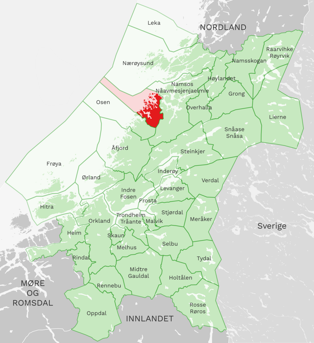 Kart: Flatanger kommune i Trøndelag