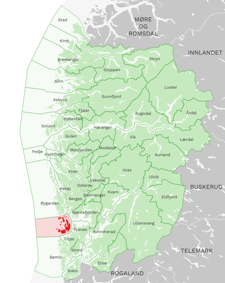 Kart: Austevoll kommune i Vestland
