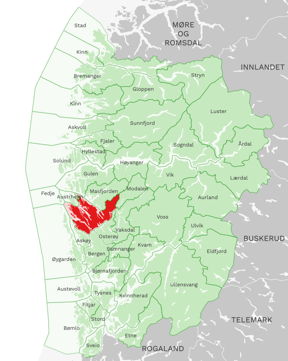 Kart: Alver kommune i Vestland