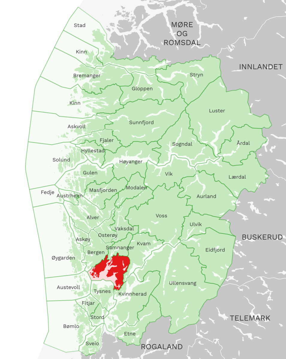 Kart: Bjørnafjorden kommune i Vestland