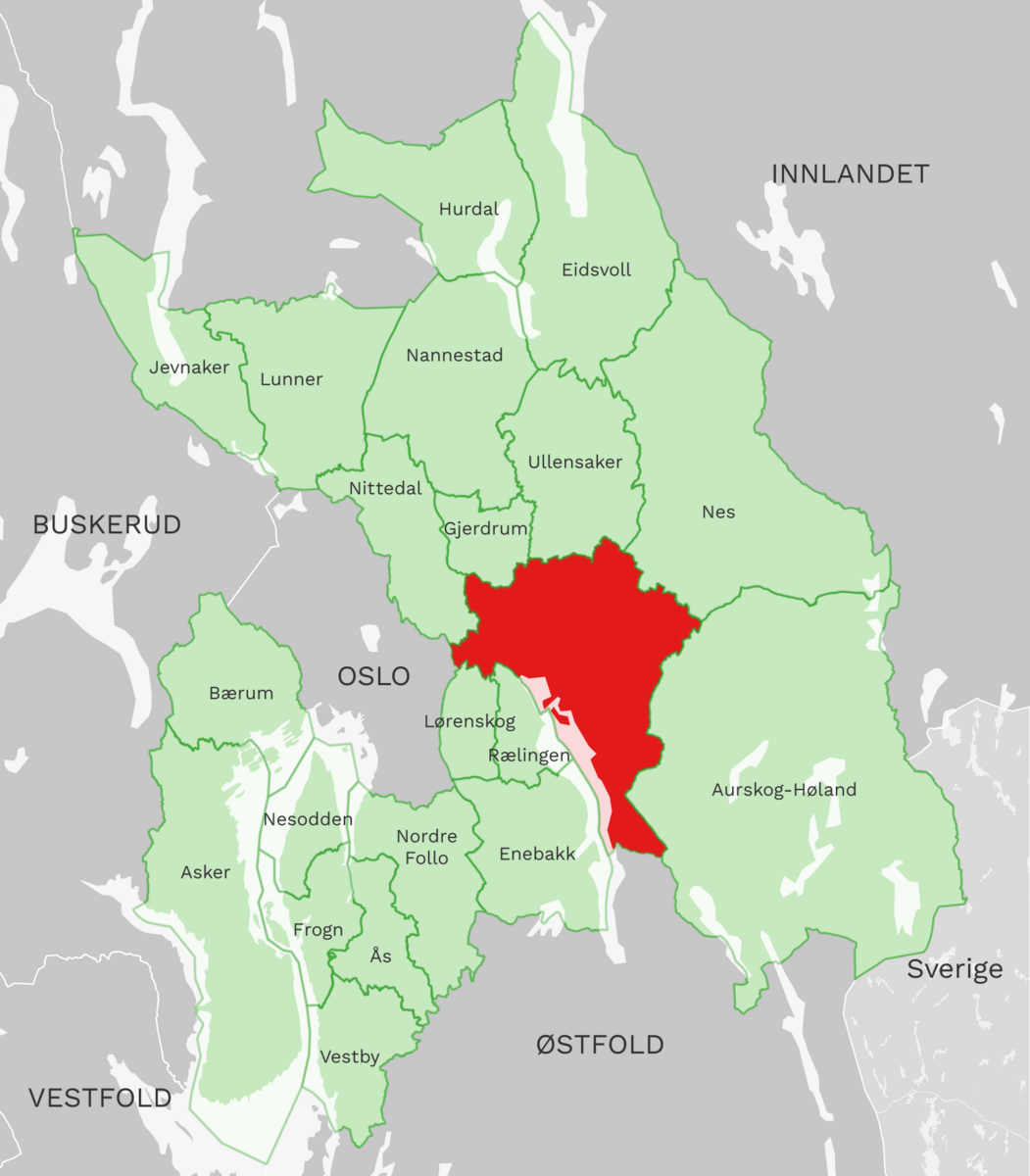 Kart: Lillestrøm kommune i Akershus