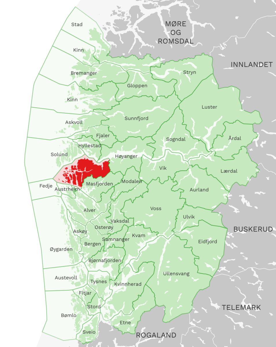 Kart: Gulen kommune i Vestland
