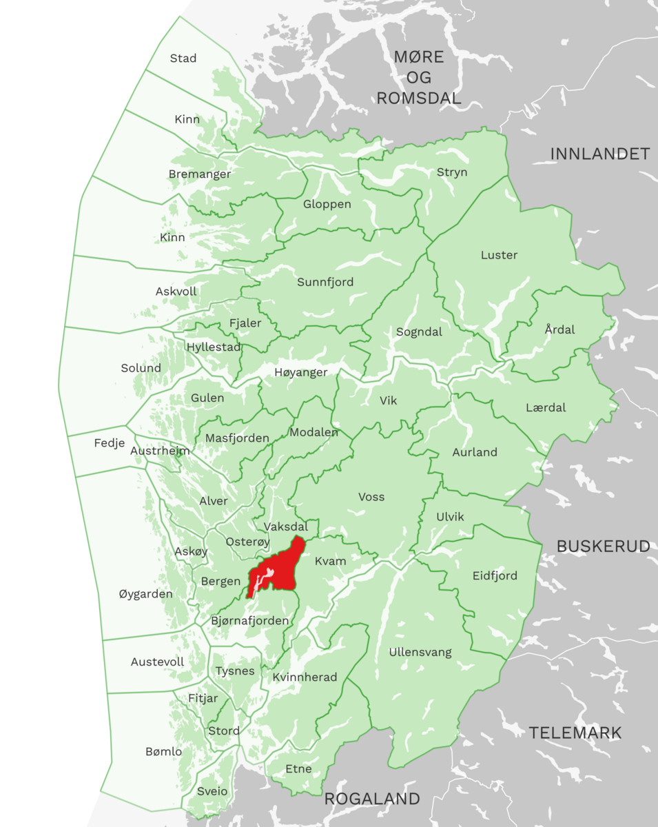 Kart: Samnanger kommune i Vestland