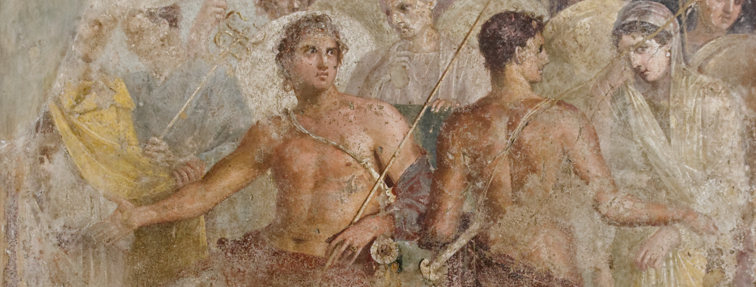 Akilles gir Briseis til Agamemnon. Freske fra Pompeii.