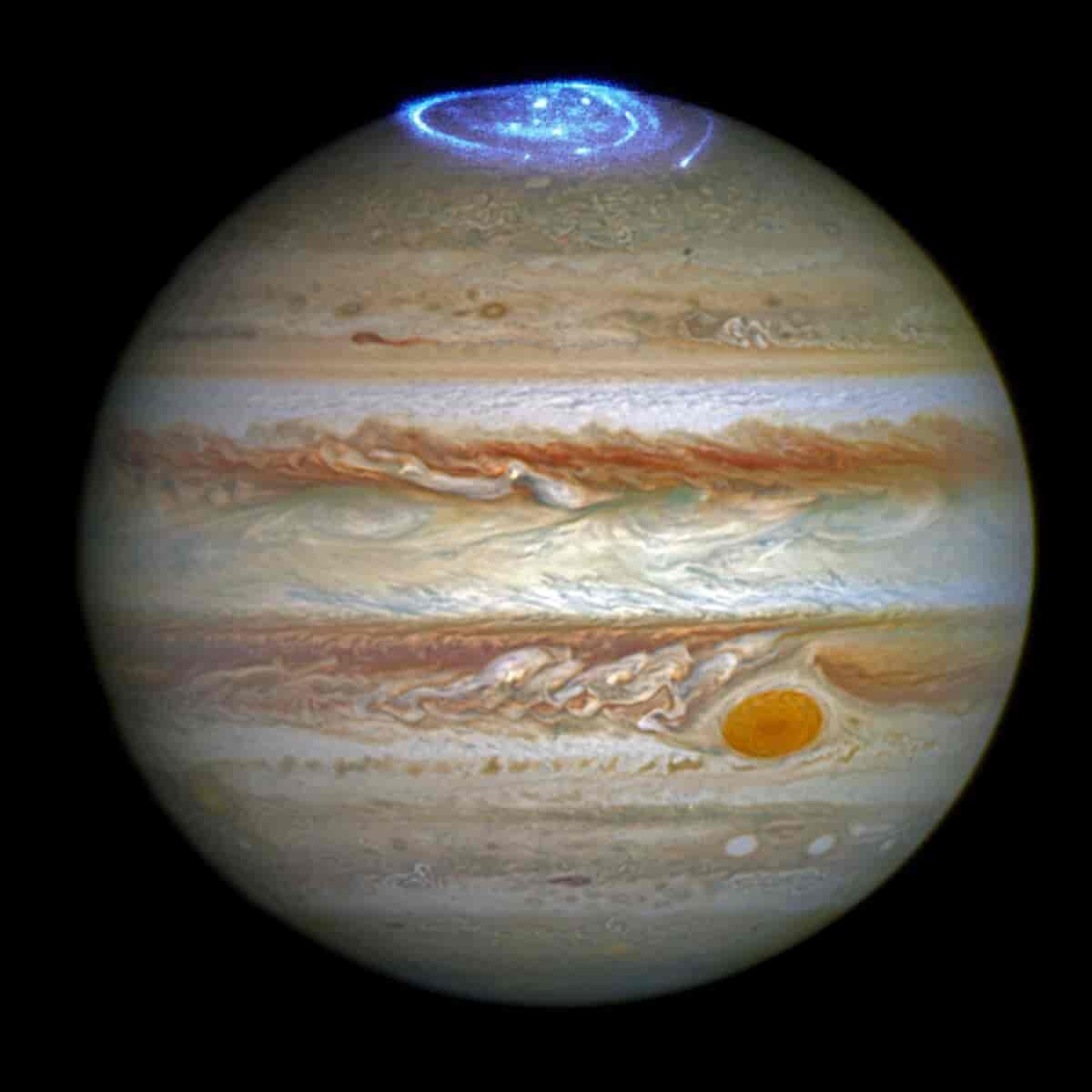 Foto av nordlys på Jupiter