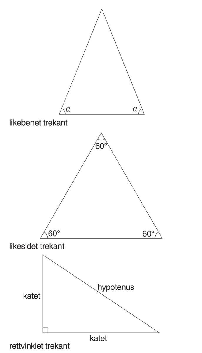 Figur som viser ulike typer trekanter